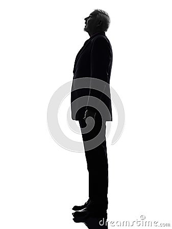 Senior business man surprised looking up silhouette Stock Photo