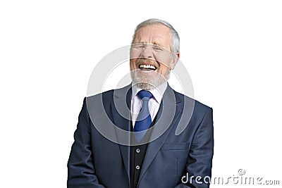 Senior businessman laughing hard. Stock Photo