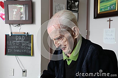 Senior citizen in long term care facility Stock Photo