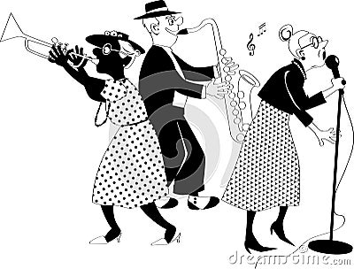 Senior citizens jazz band Vector Illustration