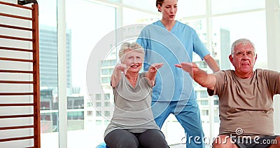 Senior Citizens Working Out With Physiotherapist Stock Footage Video Of People High 43890370