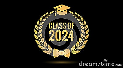 Senior class of 2024 year, graduation icon Vector Illustration