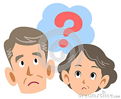 Senior couple in doubt, Middle aged elderly people Vector Illustration