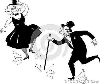 Old-fashion tap dancing Vector Illustration