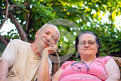 Senior couple enjoying summer day Stock Photo