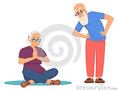 Senior couple exercising. Active lifestyle old people Vector Illustration