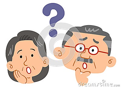 Senior couple feeling doubts, Worried , Anxious Vector Illustration