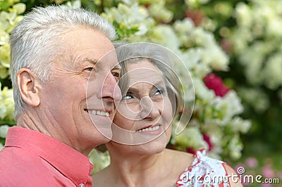 senior couple hugging Stock Photo