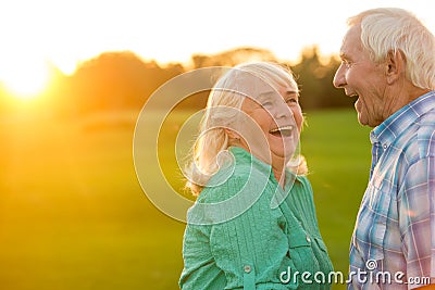 Senior couple laughing. Stock Photo