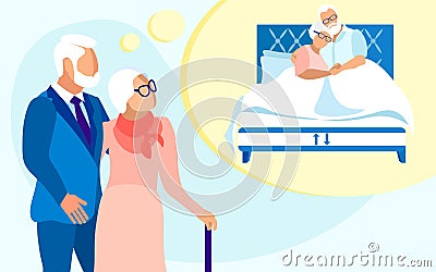 Senior Couple Looking for Comfortable Mattress Vector Illustration