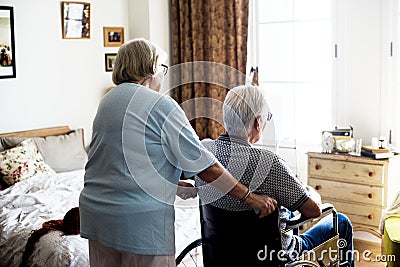 Senior couple taking care together Stock Photo