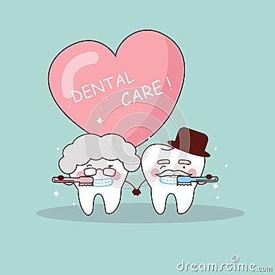 Senior couple tooth brush Vector Illustration