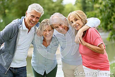 Senior couples on a trip to countryside Stock Photo