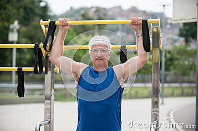 Senior doing physical activity Stock Photo