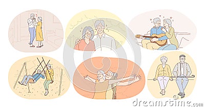 Senior elderly couple living happy active lifestyle concept Vector Illustration