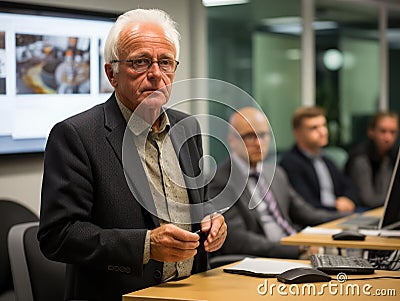 Senior executive presenting in meeting room Stock Photo