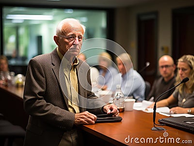 Senior executive presenting in meeting room Stock Photo