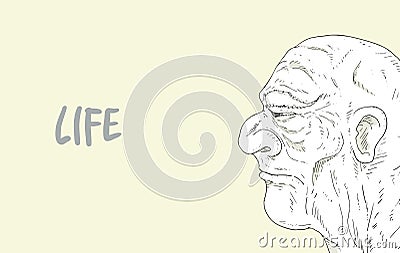 Senior face and life message Vector Illustration