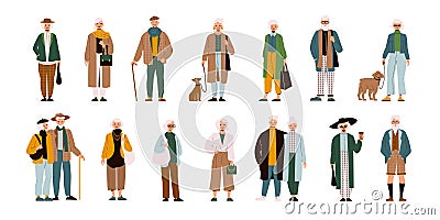 Senior Fashion Set Vector Illustration