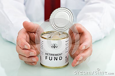 Senior hand protecting retirement fund Stock Photo