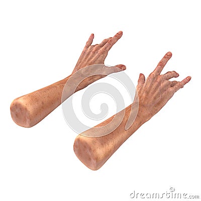 Senior hands on a white. 3D illustration Cartoon Illustration