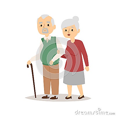 Senior happy couple cartoon relationship characters lifestyle vector illustration relaxed friends. Vector Illustration