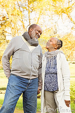 Senior happy couple looking each other Stock Photo