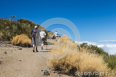 Senior Hikers In The Tenerife Mountains, Spain, editorial Editorial Stock Photo