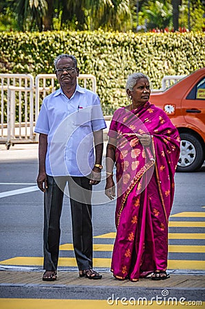 Senior Indian couple in Kuala Lumpur, Malaysia Editorial Stock Photo