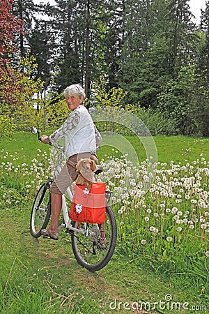 Senior lady cyclist Stock Photo