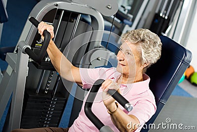 Senior lady working out Stock Photo