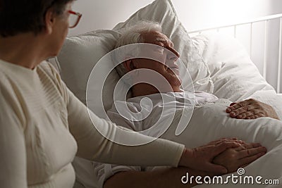 Senior last moments in hospital Stock Photo