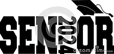 Senior 2024 Logo BW Stock Photo