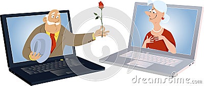 Senior singles internet dating Vector Illustration