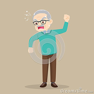 Senior man having angry and scolding Vector Illustration