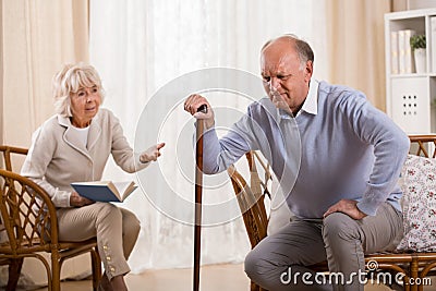 Senior man with knee arthritis Stock Photo