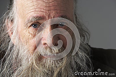 Senior Man With Long Beard Stock Photo