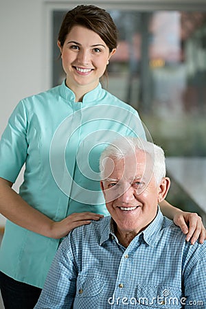 Senior man needing welfare service Stock Photo