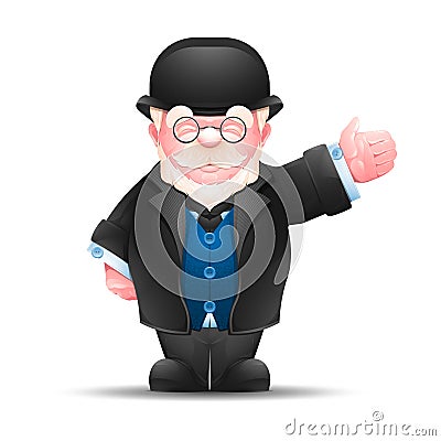 Senior man pointing in one direction Vector Illustration