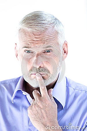 Senior man portrait pensive Stock Photo