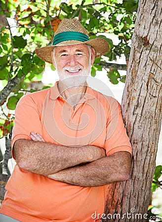 Senior Man in Shade Stock Photo