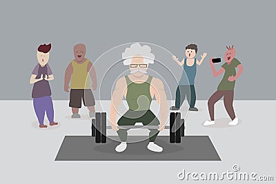 Senior man showing workout Vector Illustration