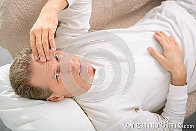 Senior man speaking with psychologist Stock Photo