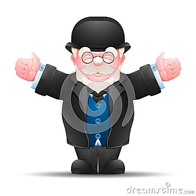 Senior man stretched out his hands to both sides Vector Illustration