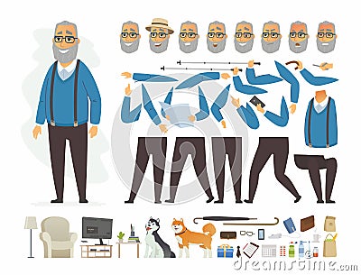 Senior man - vector cartoon people character constructor Vector Illustration