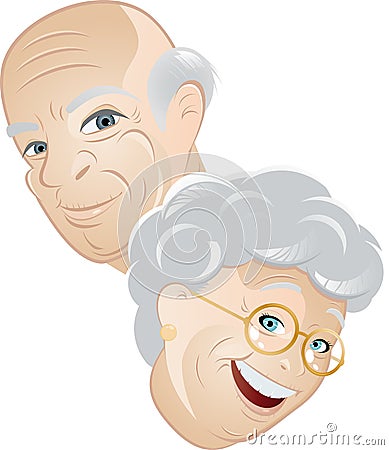 Senior Man and Woman Vector Illustration