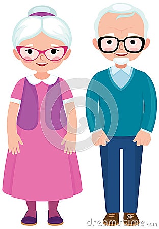 Senior married couple husband and wife in full length Vector Illustration