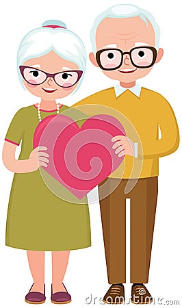 Senior married couple of lovers in full length hold the symbol o Vector Illustration