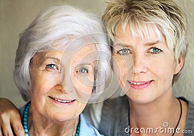 Senior mother and mature daughter Stock Photo