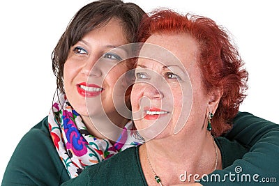 Senior Mother and Middle Age Daughter Close to Each Other Stock Photo
